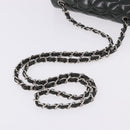 CHANEL COCO Mark Turn Lock Chain Bag Patent leather Khaki Silver CC Auth 196818M-8