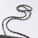 CHANEL COCO Mark Turn Lock Chain Bag Patent leather Khaki Silver CC Auth 196818M-9