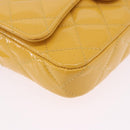 CHANEL COCO Mark Chain Shoulder Bag Patent leather Yellow Gold CC Auth 196819SAM-15
