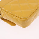 CHANEL COCO Mark Chain Shoulder Bag Patent leather Yellow Gold CC Auth 196819SAM-17