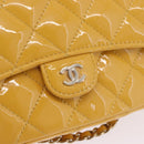CHANEL COCO Mark Chain Shoulder Bag Patent leather Yellow Gold CC Auth 196819SAM-19