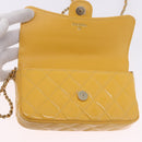 CHANEL COCO Mark Chain Shoulder Bag Patent leather Yellow Gold CC Auth 196819SAM-9