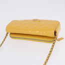 CHANEL COCO Mark Chain Shoulder Bag Patent leather Yellow Gold CC Auth 196819SAM-6