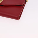 CELINE Chain Wallet Leather Red Gold Auth 196822M-11