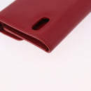CELINE Chain Wallet Leather Red Gold Auth 196822M-12