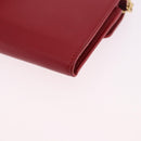CELINE Chain Wallet Leather Red Gold Auth 196822M-13