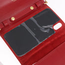 CELINE Chain Wallet Leather Red Gold Auth 196822M-17