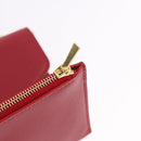 CELINE Chain Wallet Leather Red Gold Auth 196822M-19