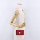 CELINE Chain Wallet Leather Red Gold Auth 196822M-22