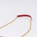 CELINE Chain Wallet Leather Red Gold Auth 196822M-8