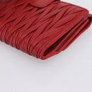 Miu Miu Matelasse Bifold Wallet Leather Red Gold Auth 196824A-10
