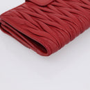 Miu Miu Matelasse Bifold Wallet Leather Red Gold Auth 196824A-11