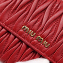 Miu Miu Matelasse Bifold Wallet Leather Red Gold Auth 196824A-12