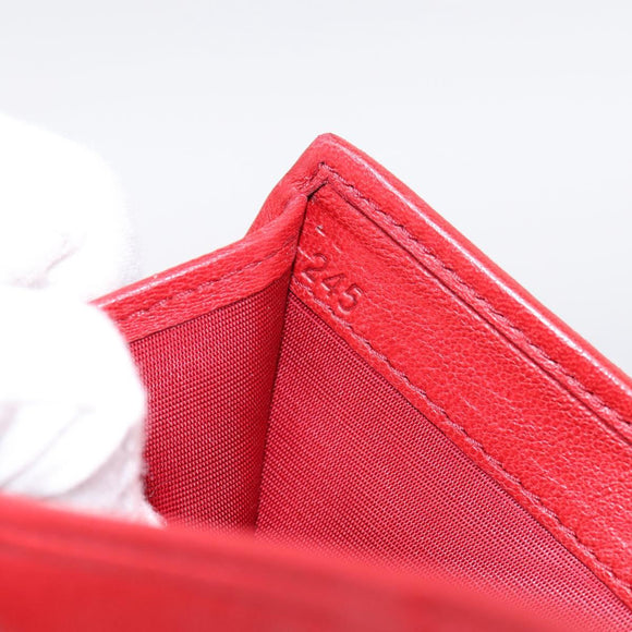 Miu Miu Matelasse Bifold Wallet Leather Red Gold Auth 196824A