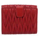 Miu Miu Matelasse Bifold Wallet Leather Red Gold Auth 196824A-3
