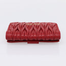 Miu Miu Matelasse Bifold Wallet Leather Red Gold Auth 196824A-6