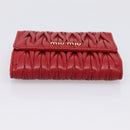 Miu Miu Matelasse Bifold Wallet Leather Red Gold Auth 196824A-7