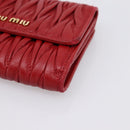 Miu Miu Matelasse Bifold Wallet Leather Red Gold Auth 196824A-8