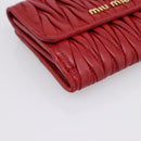 Miu Miu Matelasse Bifold Wallet Leather Red Gold Auth 196824A-9