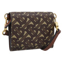 BURBERRY TB Monogram Coin Purse Shoulder Bag PVC Brown Gold Auth 196826V-1
