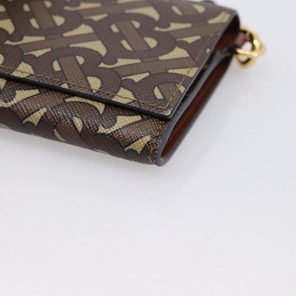 BURBERRY TB Monogram Coin Purse Shoulder Bag PVC Brown Gold Auth 196826V