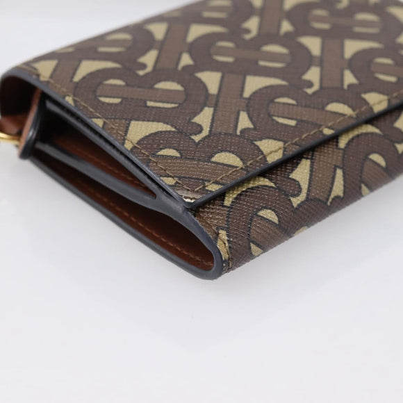 BURBERRY TB Monogram Coin Purse Shoulder Bag PVC Brown Gold Auth 196826V