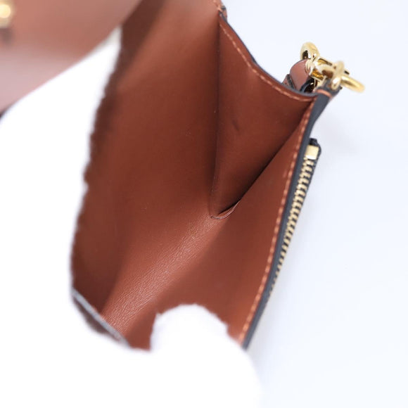 BURBERRY TB Monogram Coin Purse Shoulder Bag PVC Brown Gold Auth 196826V