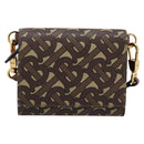 BURBERRY TB Monogram Coin Purse Shoulder Bag PVC Brown Gold Auth 196826V-13