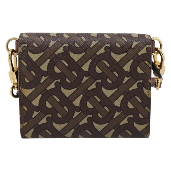 BURBERRY TB Monogram Coin Purse Shoulder Bag PVC Brown Gold Auth 196826V