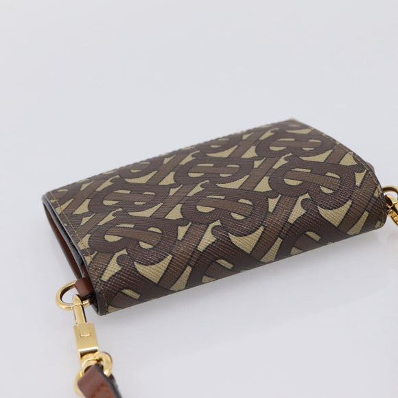 BURBERRY TB Monogram Coin Purse Shoulder Bag PVC Brown Gold Auth 196826V