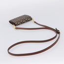 BURBERRY TB Monogram Coin Purse Shoulder Bag PVC Brown Gold Auth 196826V-7