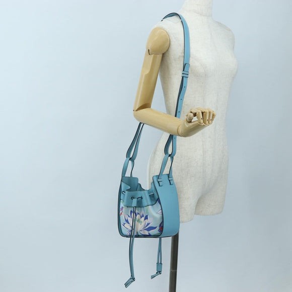 LOEWE Hammock Flower Hand Bag Leather Light Blue Auth 196827SAM