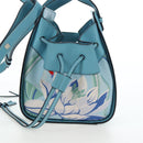 LOEWE Hammock Flower Hand Bag Leather Light Blue Auth 196827SAM-3