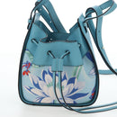 LOEWE Hammock Flower Hand Bag Leather Light Blue Auth 196827SAM-4