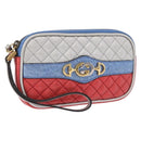GUCCI Pouch Leather Gold Silver 542202 Auth 196828V-1
