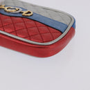 GUCCI Pouch Leather Gold Silver 542202 Auth 196828V-14