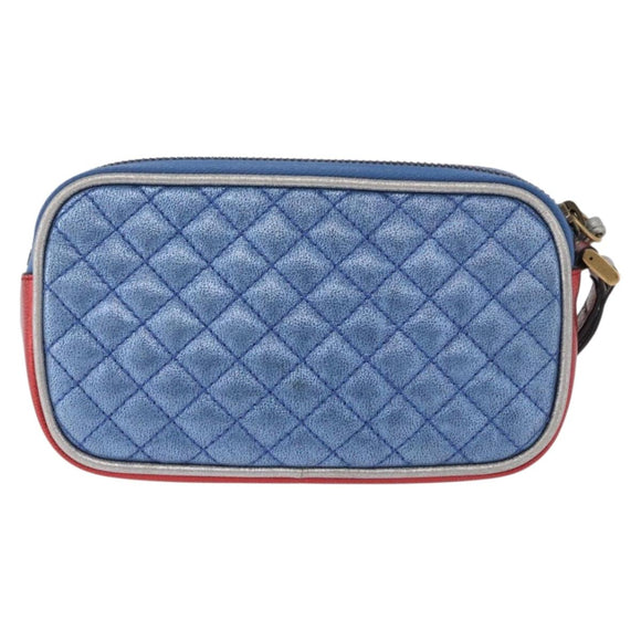 GUCCI Pouch Leather Gold Silver 542202 Auth 196828V