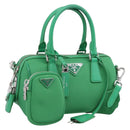 PRADA Hand Bag Nylon 2way Green Silver Auth 196830SAM-1