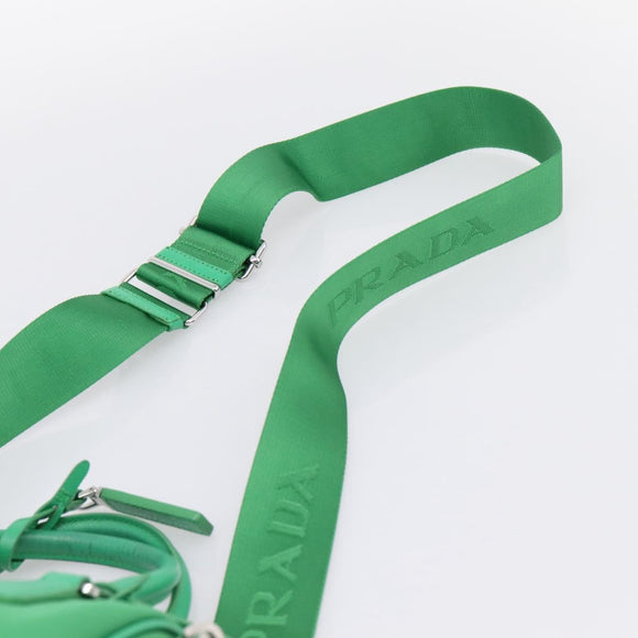 PRADA Hand Bag Nylon 2way Green Silver Auth 196830SAM