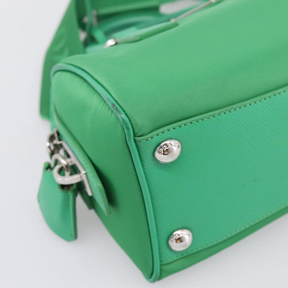 PRADA Hand Bag Nylon 2way Green Silver Auth 196830SAM
