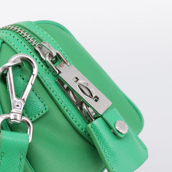 PRADA Hand Bag Nylon 2way Green Silver Auth 196830SAM