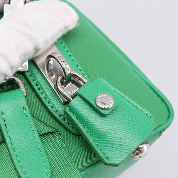 PRADA Hand Bag Nylon 2way Green Silver Auth 196830SAM