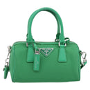 PRADA Hand Bag Nylon 2way Green Silver Auth 196830SAM-13