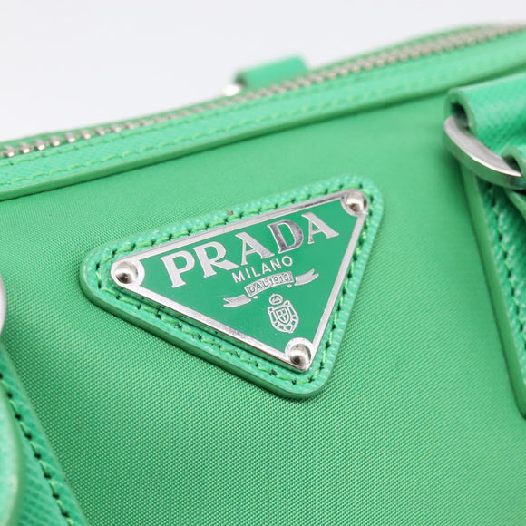PRADA Hand Bag Nylon 2way Green Silver Auth 196830SAM