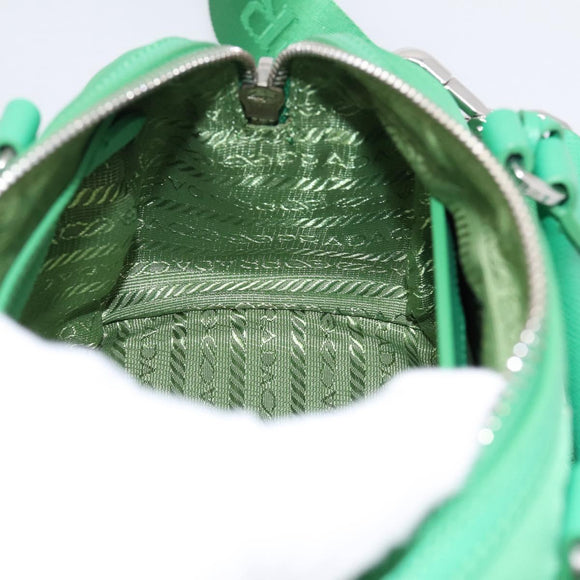 PRADA Hand Bag Nylon 2way Green Silver Auth 196830SAM