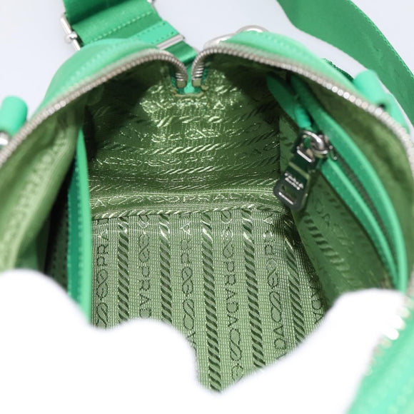 PRADA Hand Bag Nylon 2way Green Silver Auth 196830SAM