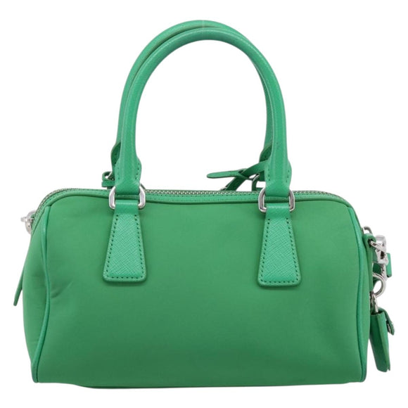 PRADA Hand Bag Nylon 2way Green Silver Auth 196830SAM