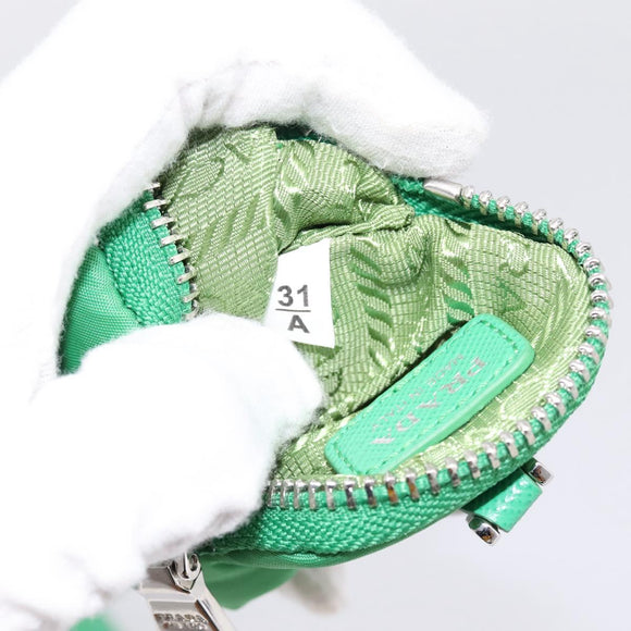 PRADA Hand Bag Nylon 2way Green Silver Auth 196830SAM