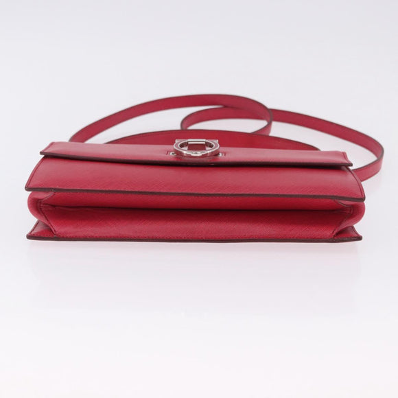Salvatore Ferragamo Gancini Hand Bag Leather 2way Pink Silver Auth 196831V