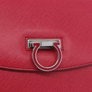 Salvatore Ferragamo Gancini Hand Bag Leather 2way Pink Silver Auth 196831V-16